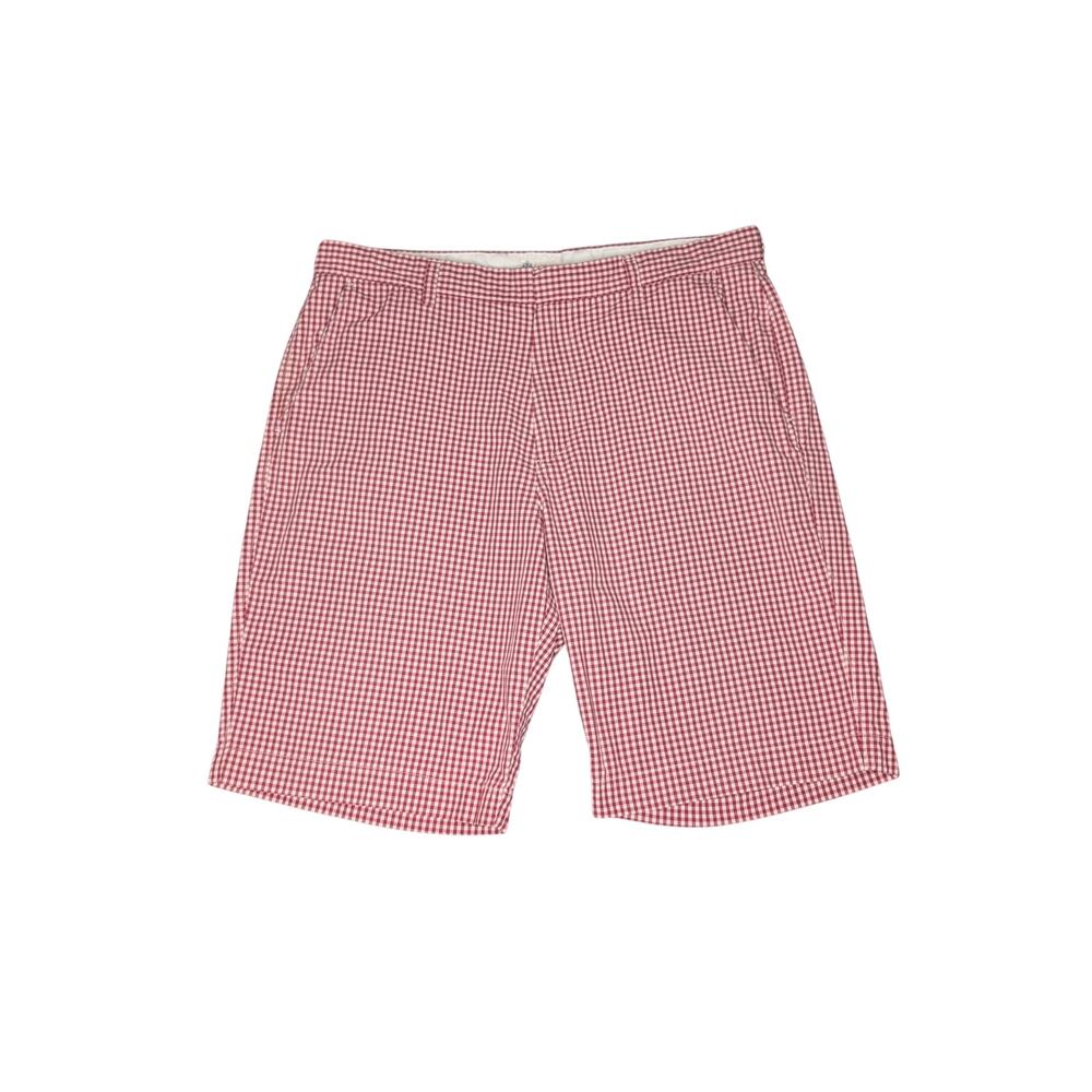J. Crew Men's Shorts Red Gingham Cotton Preppy Cottagecore Flat Front Size 36